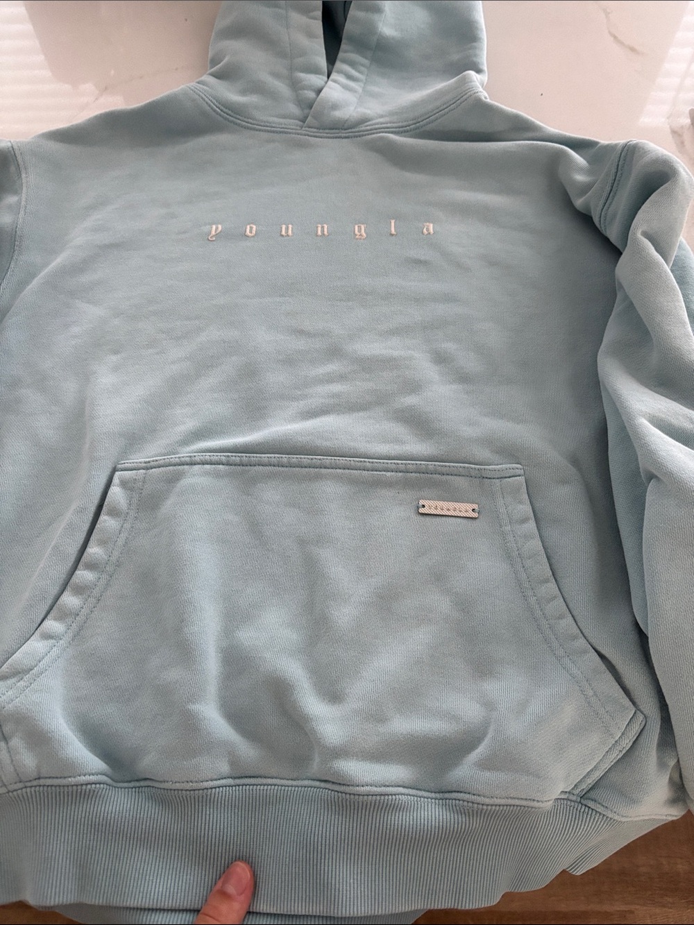 YoungLA Size S Light Blue Hoodie - Picture 3 of 8